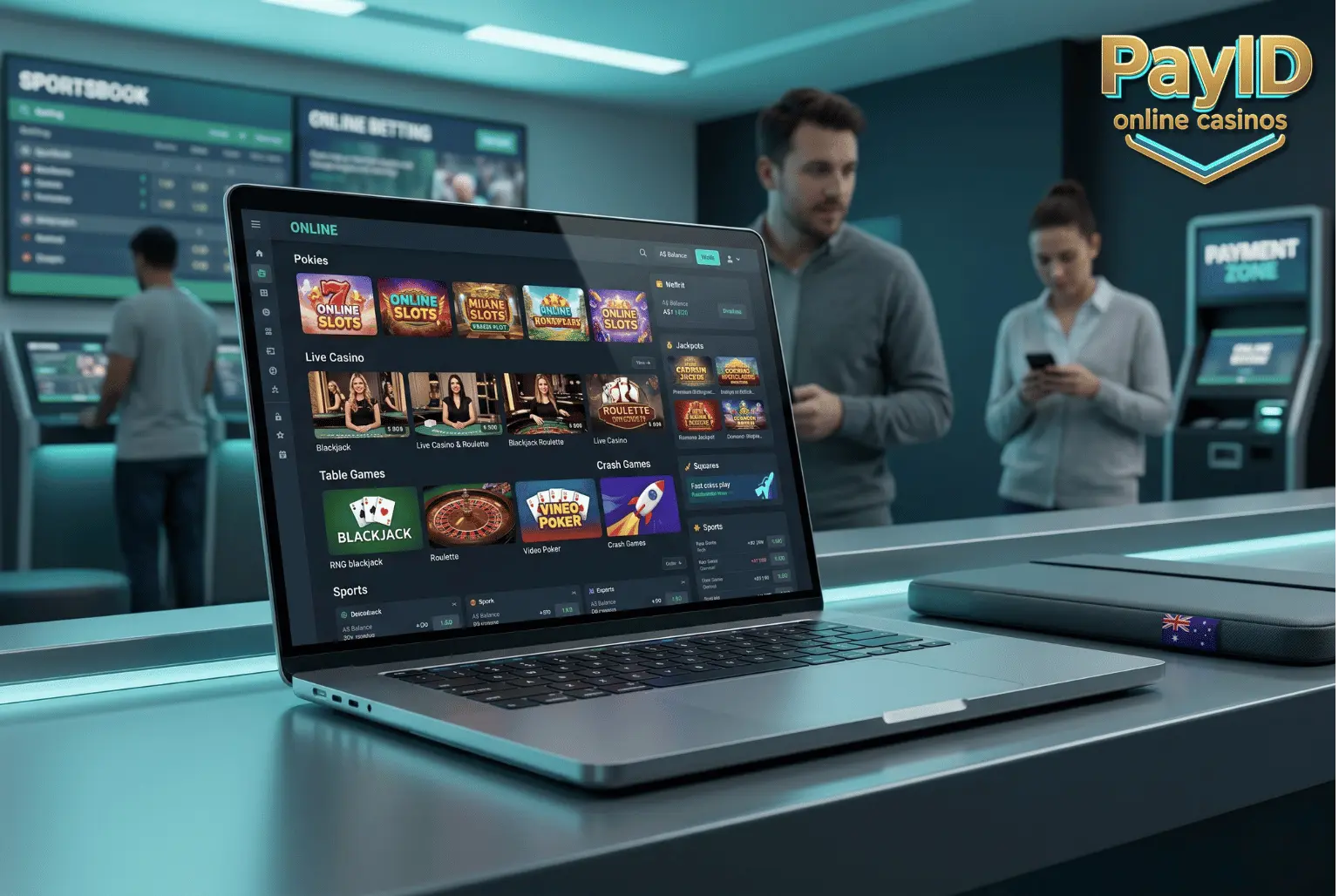 Online casino game library at PayID casinos with pokies, live dealer games, and jackpot slots